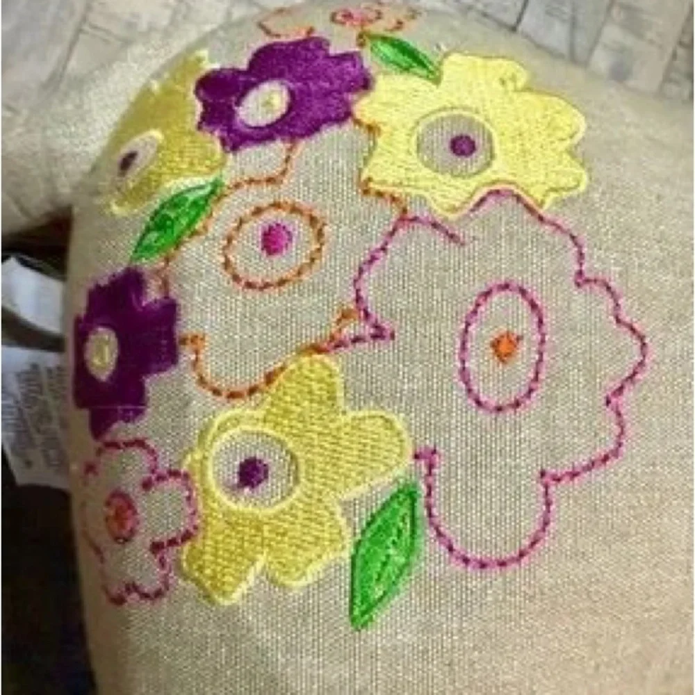 Neutral Beige Embroidered Elephant Plush Accent Pillow - Unbranded